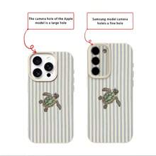 1pc TPU Bow Turtle Pattern Phone Case Compatible With IPhone 17 Pro Max/17/16 Pro Max/15/13/12/11/ S20 FE/A15/S24/A55/ Note 11/Note 12/Note 13 Pro Full Coverage Anti-Drop Soft Shell Protective Cover - White - View 7