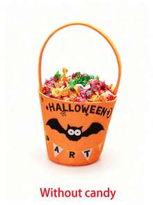 Kids Halloween Trick Or Treat Felt Bucket, Mini Pumpkin Ghost Bat Candy Hand Bag, Child Halloween Party Candy Storage Basket - Multicolor - View 9