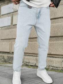 Men's Casual Versatile Commuting Denim Jeans With Pockets - Blue - View 3