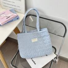 大容量休閒托特包：多種攜帶方式（手提/肩背/斜背），適合日常必需品、校園與休閒使用 - 棕色 - 查看 14