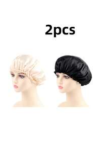 2 Double-Layer Satin Sleep Caps - Multicolor - View 12