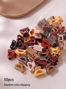 10/30/50pcs Yellow-Brown D-Shaped Small Hair Clips For Women, Side Hair Fixing Clips, Simple Casual Versatile Styling Hair Accessories (Random Color) - Multicolor - View 10