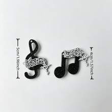 Black Flash Musical Note Treble Clef Hair Clip, Vintage Silver Staff Heart Key Pendant Lolita Music Girl Side Clip Halloween - Multicolor - View 4