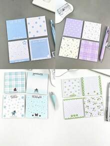 4pcs/Set Kertas Tempel Motif Daun Semanggi yang Sangat Menarik, Dapat Dipindahkan, Kertas Tempel Memo Minimalis Lucu untuk Pelajar, Ukuran 75*75mm, Bantalan Memo Kantor Kreatif, Perlengkapan Penting untuk Kembali ke Sekolah, Hadiah untuk Pelajar - Satu-Ukuran - View 1
