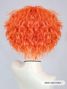 Bright Orange Synthetic Anime Cosplay Wig, Voluminous Curly And Spiky Straight Short Wig - Perfect For Gothic Looks, Themed Parties, Holiday Costumes, And Unisex Cosplay Wigs. - Dirty Orange - View 5