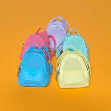 Dopamine Color Mini Portable Handbag, Simple Fashion Backpack Keychain Pouch, Earphone Storage Coin Purse Bag Charm, Mini Lightweight Pouch, 1pc Purple Cyan Blue Yellow Red Mini Pouch - Multicolor - View 4