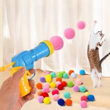 20/30pcs Interactive Cat Plush Ball Launcher Toy Set, Soft Plush Ball Launcher With 1 Launcher, Suitable For Indoor Cat Exercise (Random Color) - Multicolor - View 6