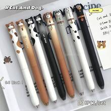 32PCS(2 Pens + 30 Refills) Cat & Dog Style Neutral Pens 0.5mm Quick-Dry Black Ink Creative Animal Writing Pens Office Supplies - Multicolor - View 11