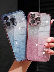 MewTrek Luxury Electroplated Phone Case With Rhinestones, Glitter And Sequins, New Fashion Silicone Shockproof Protective Soft Shell, Compatible With IPhone, Galaxy, Honor, MOTO - Pink - View 6