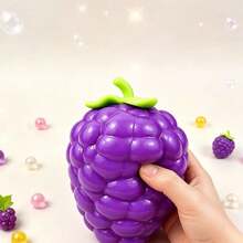 1pc Extra Large Purple Grape Squeeze Toy, TPR Material Realistic Vegetable Slow Rebound Stress Relief Ball, Squishy Stress Toy, Birthday Gift, Christmas Gift, Halloween Gift, Perfect Gift, Collectible [OPP Bag] - Multicolor - View 2