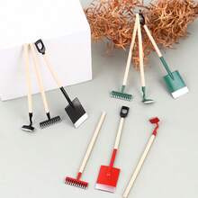 Dollhouse Mini Alloy Gardening Accessories, Miniature Fairy Garden Scene Farming Tools, Green Gardening Set, Mini Creative Decor, Decorative Collectibles - Black - View 3