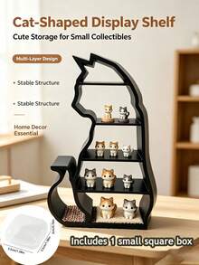 Dark Style Cat Miniature Shelf, Dollhouse Scene Decoration, Tiered Figure Storage Display Stand, Model Photography Prop, Collectible Craft - Multicolor - View 4
