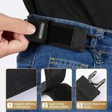 4 buah Pengait Sabuk Tanpa Gesper, Sabuk Elastis Tanpa Gesper, Cocok untuk Perlengkapan Taktis dan Penggunaan Sehari-hari, Sistem Sabuk Tanpa Gesper Tak Terlihat yang Dapat Diatur, Aksesori Pengait Sabuk - Gesper Baja Tahan Karat - View 9