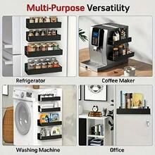 2 Buah Rak Penyimpanan Magnetik Logam, Rak Penyimpanan Gantung Pintu Kulkas/Rak Bumbu, Rak Penyimpanan Magnetik Mesin Cuci, Rak Penyimpanan Dinding Tanpa Bor, Aksesoris Dapur Kamar Mandi, Rak Penyimpanan Praktis untuk Pengorganisasian Rumah - MultiWarna - View 10
