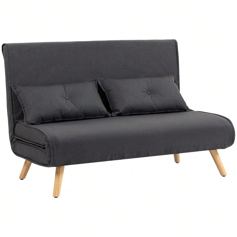 2 Seat Charcoal Grey Linen Look Sofa Bed Frame In Polyester For Living Room And Bedroom - Dark Grey 2 Seat - View 1