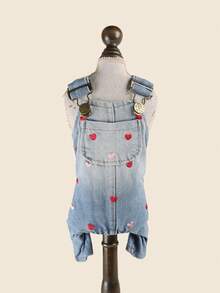 PETCIRCLE 1PC Pet Clothes European And American Style Japanese And Korean Style Dog Cat Small Dog Puppy Happy Puppy Cute Pet Simple Versatile Outdoor Casual Full Heart Overalls - Multicolor - View 2