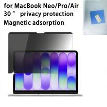 1pc Privacy Screen Protector Film, Magnetic Detachable Anti-Glare, Compatible With Macbook M5 M4 M3 M2 M1 Pro 16.2 14.2 Inch, Air 15.3/13.6 Inch M2 M3 M4 M5, Neo 13inch A3404 A18Pro, Folder+Cleaning Cloth+Positioning Sticker, Easy Installation/No Bubbles - View 3