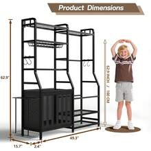 Garage Sports Equipment Organizer Golf Bag Storage Rack Heavy Duty Ball Storage Stand With Baskets Hooks Indoor Outdoor Basketball Storage Bin Toy Gear Rack Black - Pro(Medium) - View 4