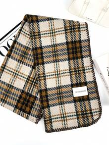 1pc Universal Multi-Color Plaid New Style Versatile Casual Scarf Suitable For Autumn/Winter - Triangle Needle Brown - View 2