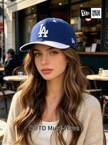 New Era Royal Blue LA Star Baseball Cap, White Dual-Tone Brim, Unisex American Vintage OOTD Accessory - Blue and White - View 1