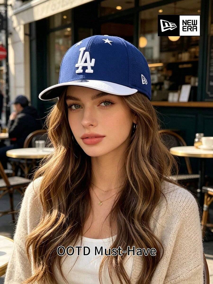 New Era Royal Blue LA Star Baseball Cap, White Dual-Tone Brim, Unisex American Vintage OOTD Accessory - Blue and White - View 1