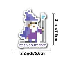 1/2/5 miếng nhãn dán Pixel Art Open Sourcerer Wizard, thiết kế lập trình viên màu tím retro, nhãn dán hài hước geek coding cho laptop bàn phím ván trượt, quà tặng trang trí chơi chữ vui nhộn cho lập trình viên kỹ sư phần mềm, nhãn dán dán phong cách game pixel cổ điển hình phù thủy - A - Xem 9