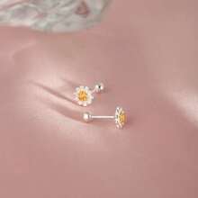 1 Pair, Delicate And Versatile Daisy Earrings, Small And Fresh Design Flower Earrings, Suitable For Daily Commuting Wear - Multicolor - View 4
