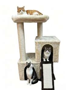 Large Cat Tree, Dual Cat Houses With Top Resting Platform, Sisal Scratching Posts And Climbing Ramp, Large‑Size Cat Tree For Playing And Resting, Suitable For Indoor Cats To Relax And Scratch Claws - Multicolor - View 8