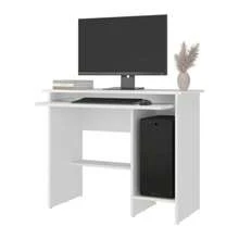 Computer Desk With Open Storage, White - White + Particle Board + Melamine - View 9