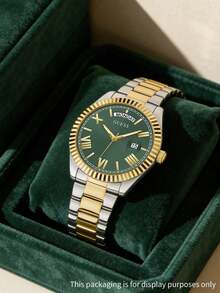 GUESS Women's Two-Tone Stainless Steel Quartz Watch Green Dial Date Display GW0308L5 - one-size - View 4