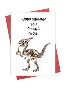 OBOVAY 1pc Dinosaur Birthday Greeting Card, Funny & Sarcastic, Blank Inside, Unisex-Adults - View 2