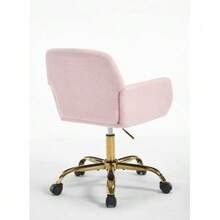 Hengming Height-Adjustable Swivel Faux Fur Vanity Chair For Bedroom & Home Office - 粉色 - 查看 5