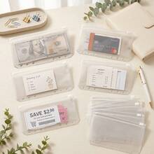 20/10/5pcs Frosted Zipper Folders, 6-Hole PVC Cash Envelopes Budget Folders, Transparent Storage Bags For Storing Invoices, Cards, Coupons And Stickers - Sets - View 6