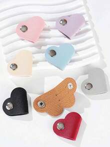 1pc Customized Gold Foil Leather Heart-Shaped Cable Winder, Multi-Color Earphone And Data Cable Storage Organizer - Multicolor - View 4