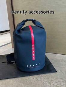 Dark Navy Waterproof Roll Top Dry Bag Vertical Red Stripe PRADA OCEAN LUNA ROSSA Logo Outdoor Backpack, Large Capacity Portable Travel Sports Storage Bag Luxury Gift PRADA-GIFT-27 - Blue - View 8