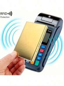 1pc Stainless Steel Card Holder, Ideal Gift For Dad, Men's Premium Stainless Steel Card Holder, Functional Anti-Magnetic Card Holder, Anti-Theft - Multicolor - View 4