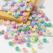 100pcs Random Mixed White Base Colorful English Letter Acrylic Beads, DIY Bracelet Phone Chain Handmade Beading Accessories - Multicolor - View 4