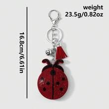 1pc Cute Fashionable Versatile Insect Series Red Shiny Rhinestone Ladybug Tassel DIY Keychain Bag Charm, Suitable For Girls And Women Daily Wear, Holiday Gift - Multicolor - View 4