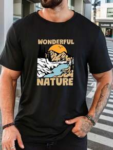 Men's Pure Cotton Short Sleeve T-Shirt Casual Summer Comfortable Daily Wear Breathable Crew Neck Relaxed Fit Basic Tee For Men - 黑色 - 查看 1