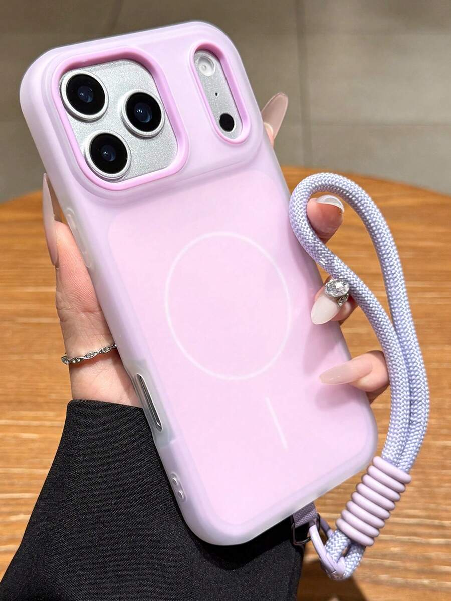 Candy Color Match Magnetic 2-In-1 Lanyard Phone Case Compatible With IPhone 18 Pro Max 18 Pro 17 Pro Max 17 Pro 17 16 Pro Max 16 Pro 16 15 Pro Max 15 Pro 15 14 Pro Max 14 Pro 14 13 Pro Max 13 Pro 13 Soft Silicone Wireless Charge Cover Removable Phone Protective Cover - Purple - View 1
