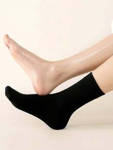 1 Pair Whitening Moisturizing Silicone Socks, Suitable For Dry And Cracked Foot Care, Gel Heel Leg Warmers For Foot Moisturizing - Black - View 2