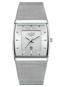 Foxbox LIGE Men's Fashion Luxury High-End Brand Watch, Stainless Steel Band Quartz Watch, Waterproof, Daily Wear, Luminous Dial, Men's Watch - Silver - View 13