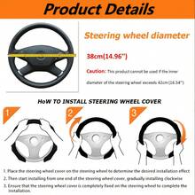 1pc Non-Slip Steering Wheel Cover - Minimalist Style + High Gloss + High Reflective + Carbon Fiber Pattern + Embedded Easy Installation + No Inner Ring; For Car/Pickup/SUV/MPV/Van/D-Shape/O-Shape/Round Steering Wheel - Faux Carbon Fiber Pattern - View 3