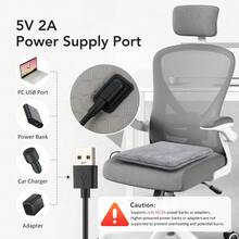 Hailicare Cojín de asiento con calefacción USB, 4 niveles de temperatura, calentamiento rápido, 4 ajustes de temporizador, cómodo y transpirable, adecuado para hogar/camping al aire libre/oficina/coche/caravana, regalo festivo - Gris - Ver 5