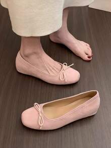 Sepatu Balet Wanita Dekorasi Pita Terbaru Musim Semi/Panas 2026 - Berwarna merah muda - View 4