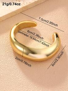 NAIZHU 1/4pcs Minimalist European And American Style Gold Geometric Open Bangle Bracelet, Suitable For Teenagers And Daily/Party Accessories - Gold - View 7