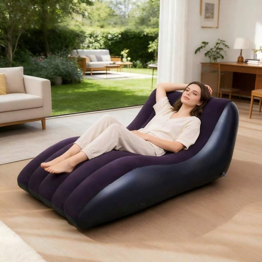 Outdoor Camping Inflatable Sofa, Portable Inflatable Sofa, Single Size Sofa Bed, Comfortable Outdoor Inflatable Sofa, Durable Indoor/Outdoor Inflatable Sofa, Inflatable Sofa With Armrests For Adults, Flocked Surface Indoor Inflatable Lounge Chair, Portable Inflatable Sofa Suitable For Movie Night, Outdoor Inflatable Sofa