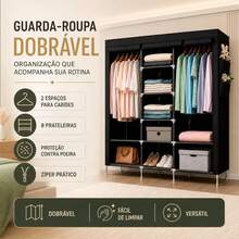Guarda Roupa Dobrável Organizador Cabideiro Guarda Roupa Portatil Armário para Organizar Roupas - Cinza - Visão 6