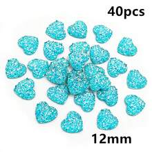 40pcs 10mm/12mm Flat Back Heart-Shaped Resin Inlaid Stones, Multi-Color Crystal Cluster Natural Stone Convex Surface DIY Jewelry Making Accessories - Heart - View 33