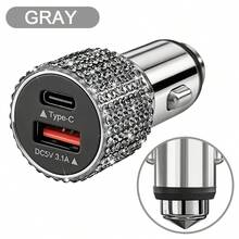 Car Charger, 1pc Shiny Rhinestone Fast Charging USB A/C Type Car Phone Charger, Diamond Adapter, Compatible With 3-In-1 Fast Charging, Retractable Data Cable, Supports Phone, Dash Cam, GPS And More, Handmade, Perfect Holiday/Birthday Gift For Men And Women - A - View 49